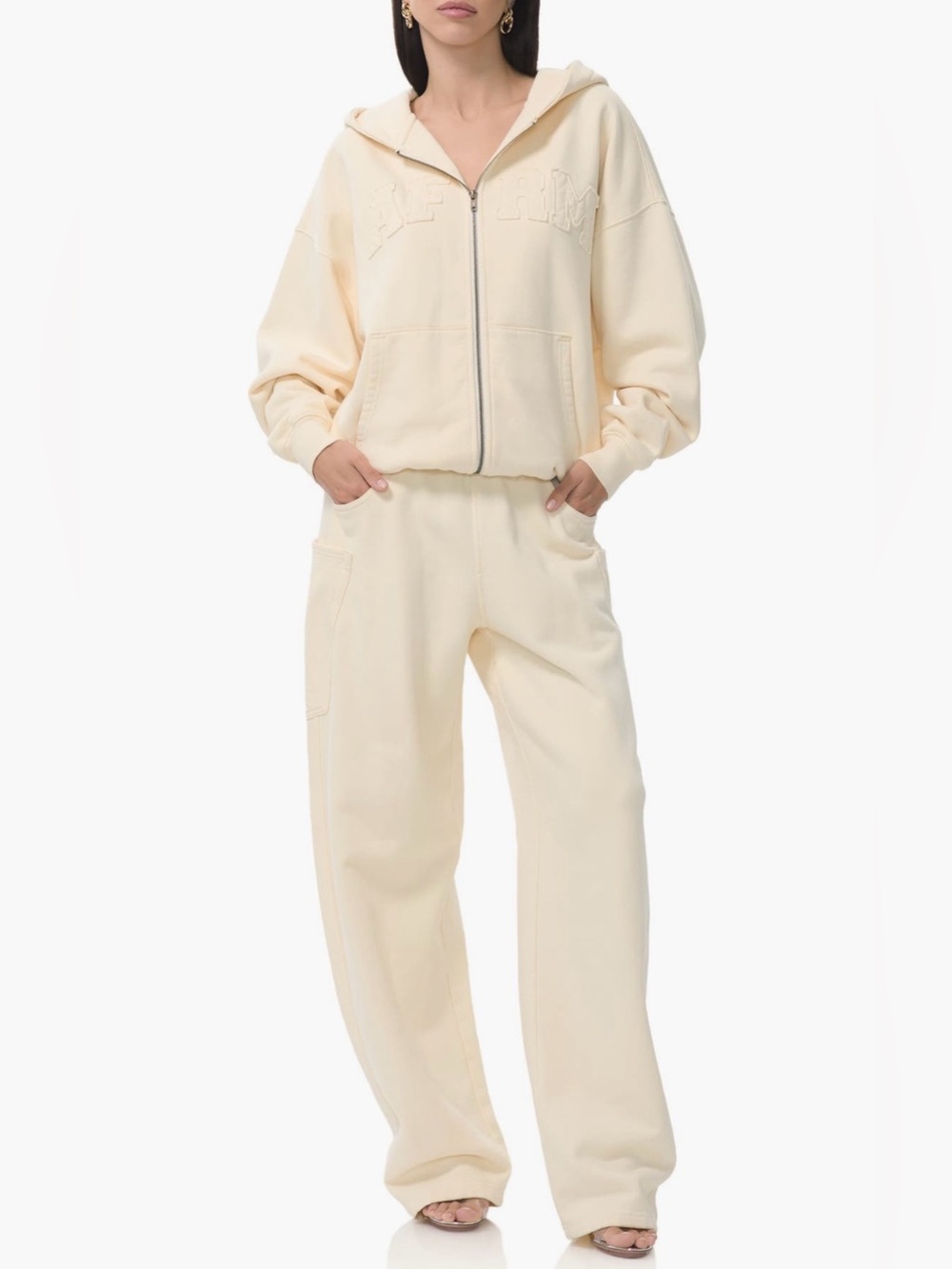 NWT 100% cotton Neutral Cream Wide-Leg Sweatpants Set